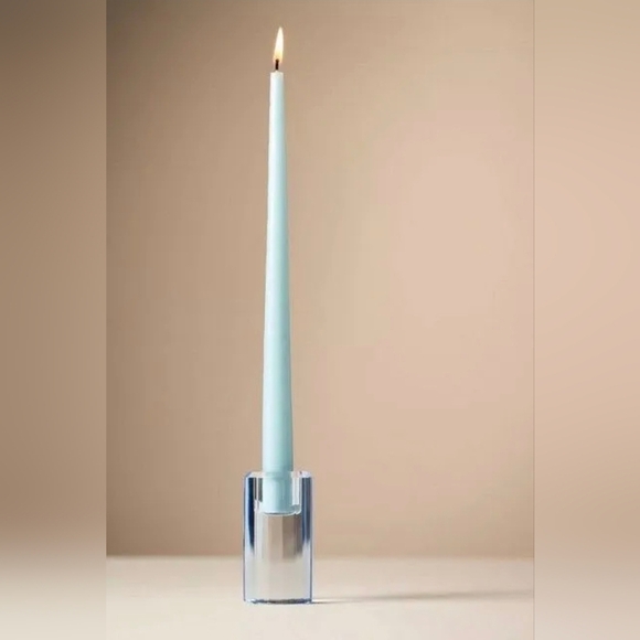 Anthropologie Modern Cut Glass Candle Holder in Blue, NIB - Picture 2 of 5